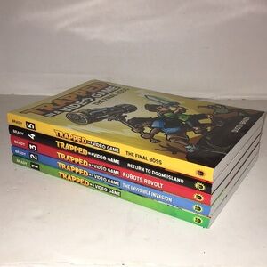 TRAPPED IN A VIDEO GAME SET OF 5 BOOKS NEW EXCELLENT CONDITION BY DUSTIN BRADY